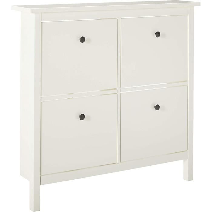 Ikea Hemnes Meuble à chaussures avec 4 compartiments Blanc434 Cdiscount Maison