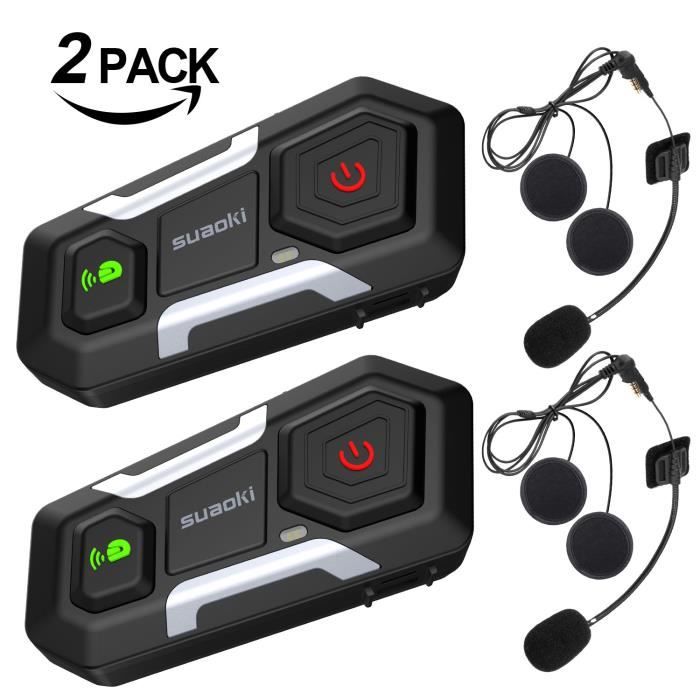 SUAOKI T10 Talkie-walkie Bluetooth 3.0 Casque de Moto Intercom Casque de  Communication Sans Fil Prend en Charge jusqu'à 3 Coureurs - Cdiscount Auto