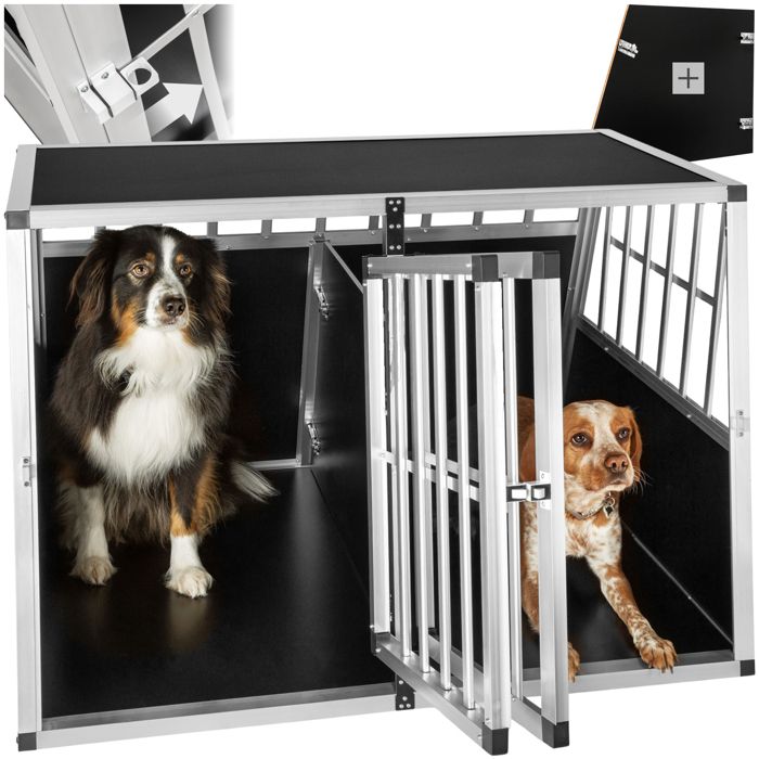 Comparer les prix de CAGE DE TRANSPORT - TECTAKE - Cage de Transport pour Chien Double à Cloison en Aluminium 104 cm x 905 cm x 69 cm - Noir