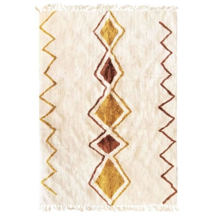 LURON - Tapis esprit berbère écru naturel ocre terre de sienne 160x230 160x230cm Beige