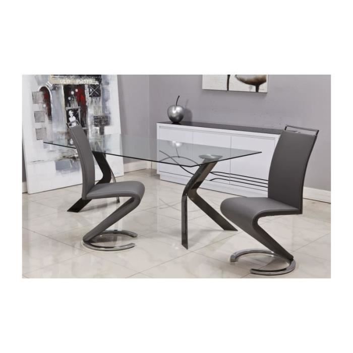 SIDNEY Lot de 2 chaises design de salle a manger - Gris - - Cdiscount