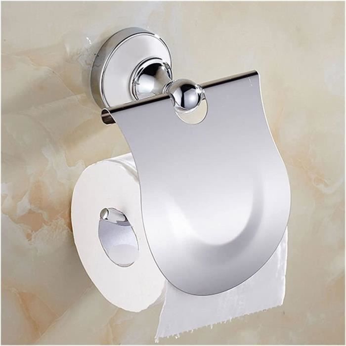 Porte-Papier Toilette Mural Avec Couvercle Anti-Poussière - Acier Inoxydable Chromé, Style Moderne Salle De Bain