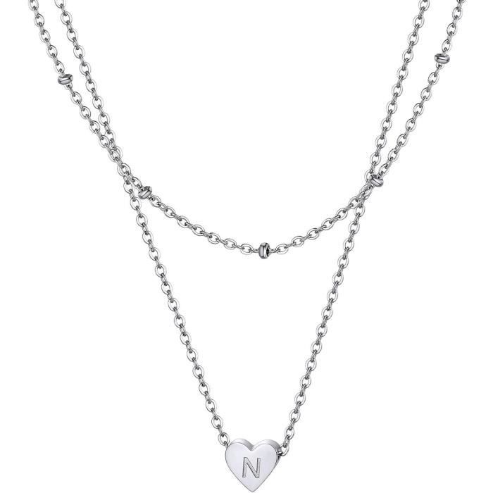 Collier Initiale Lettre Pendentif Pour Femmes - Acier Inoxydable Plaqué Or Rose, Chaîne Réglable 45+5 Cm - 4
