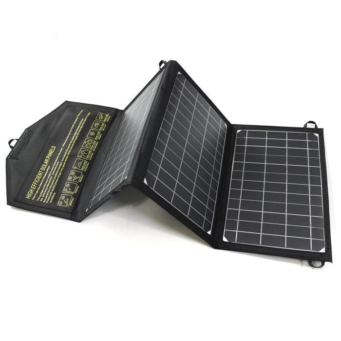 Chargeur Solaire 21W Avec 2 Ports USB – Panneau Solaire Portable, Alimentation De Secours Pour Téléphones Et Tablettes
