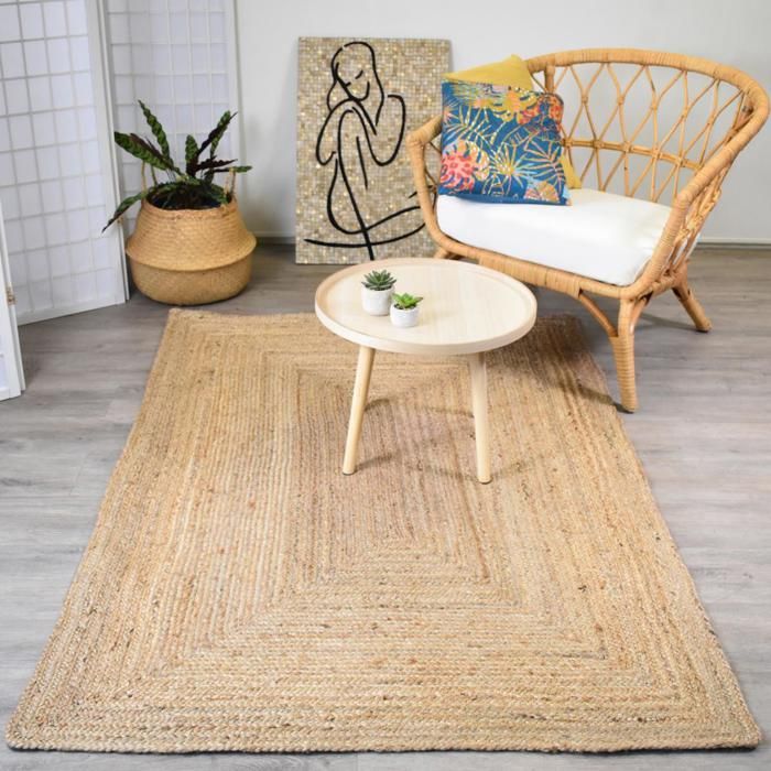 tapis jute nature 80x150 par unamourdetapis 80 x 150 cm beige cdiscount maison