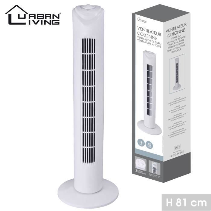 Ventilateur colonne - URBAN LIVING - Eventail de colonne 81cm - Noir - 3 vitesses - Design fin - Urban Living