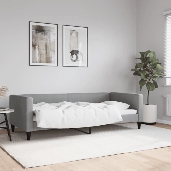 vidaXL Lit de repos sans matelas gris clair 90x200 cm tissu 353983