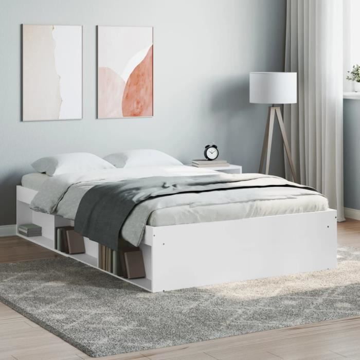 Lit supersleep - Cadre de lit blanc 120x200 cm 203x123x35 cm