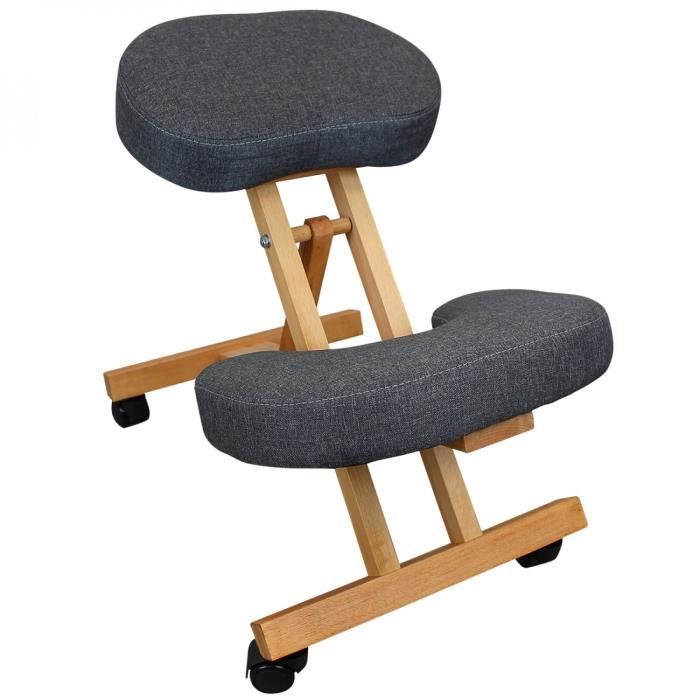 Tabouret, chaise ergonomique, siège assis genoux en bois pliable et  réglable - Gris - Vivezen - Cdiscount Maison