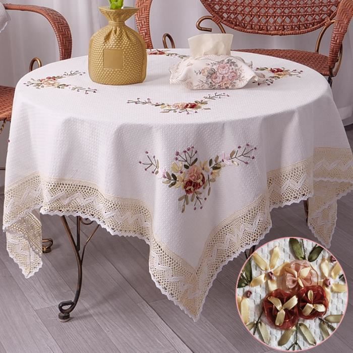 Nappe Ovale Ronde En PVC Imperméable Anti-Brûlure, Couverture De Table Décorative Brodée, Résistante à L'Huile, Sans Lavage  15