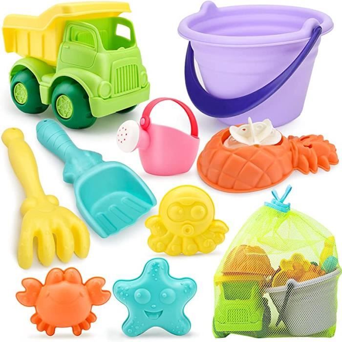 Jouet de plage,Ensemble de bac à sable en silicone souple pour  enfants,jouets de plage d'été,outils de jeu d'eau - Silicone 8pcs[A] -  Cdiscount Jeux - Jouets