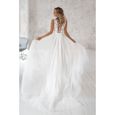 Robe de mariée trapèze à manches cape, style Boho, col en v, perles, fleurs 3D, application de luxe-1