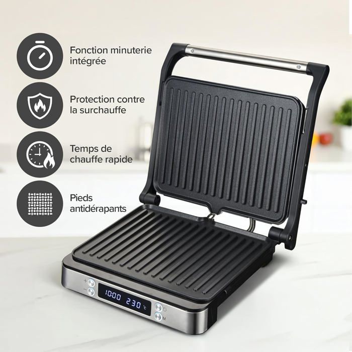 Appareil à Croque-Monsieur XXL Steinborg – 4 Triangles, 1200W, Revêtement Antiadhésif, Cool-Touch, 2 Sandwiches