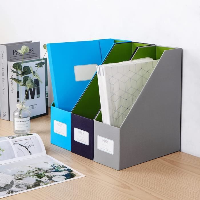 Lot De 3 Porte-revues En Carton Kraft Avec étiquettes Pour Documents