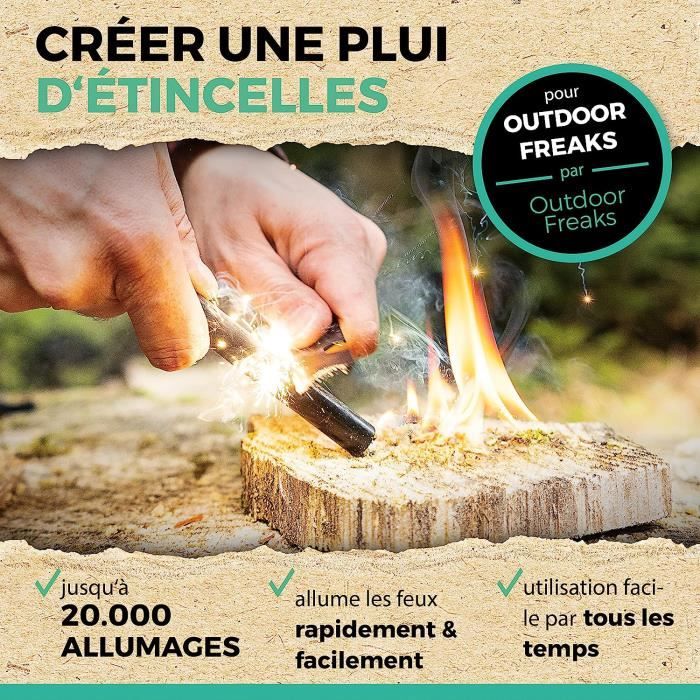 Camp Buddy Pierre à Feu En Bambou XXL - Briquet En Magnésium Robuste