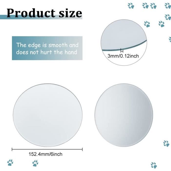 VGOL 6 Sous-Verres En Verre Miroir Rond 4 Pouces - Protection Antidérapante Table