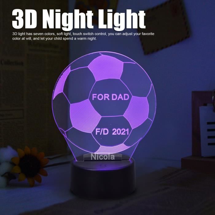 Lampe de nuit 3D Football - Lumière LED 7 couleurs - Contrôle