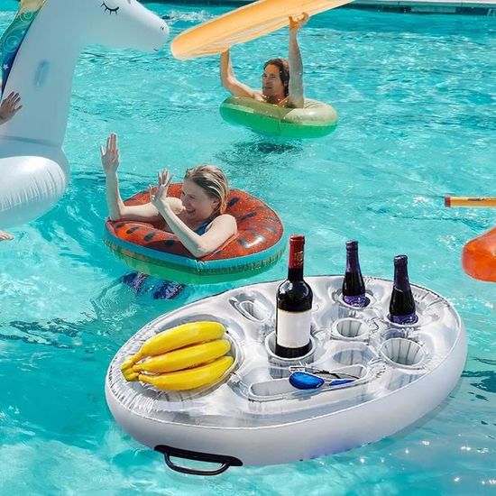 Porte-gobelet Gonflable Flottant Piscine - 8 Trous, Grande Capacité - Pour Boissons Et Snacks