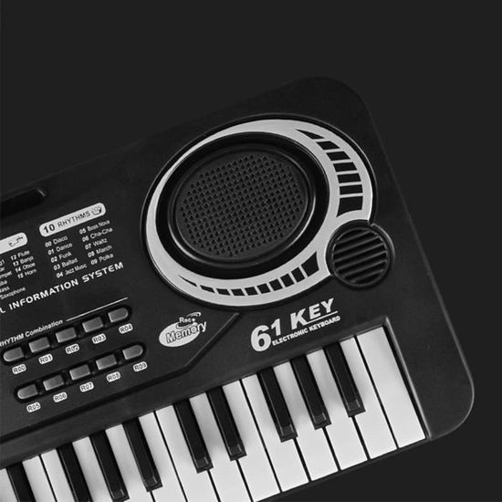 Piano Électronique 61 Touches pour Enfants - Clavier Musical avec Microphone Karaoké, Haut-Parleurs, USB et Effets Sonores - Instrument Idéal Débutants (Noir