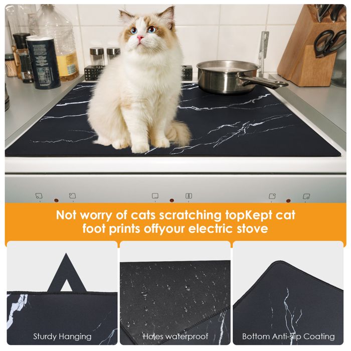 Tapis De Protection Pour Plaque à Induction 62x53 Cm – Housse Antidérapante Noire Pour Table De Cuisson En Verre