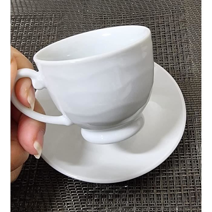 Set de 6 Tasses à café ou thé avec Dessous de Tasses en Céramique Blanche  Paris