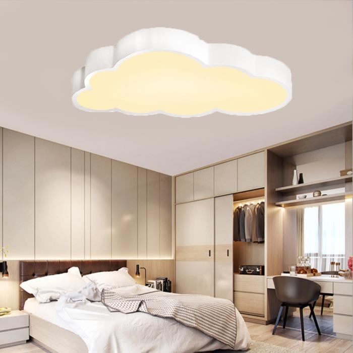 Aufun 48W Plafonnier nuage, lampe nuage avec télécommande, blanc dimmable,  pour chambre, chambre d'enfant - Cdiscount Maison