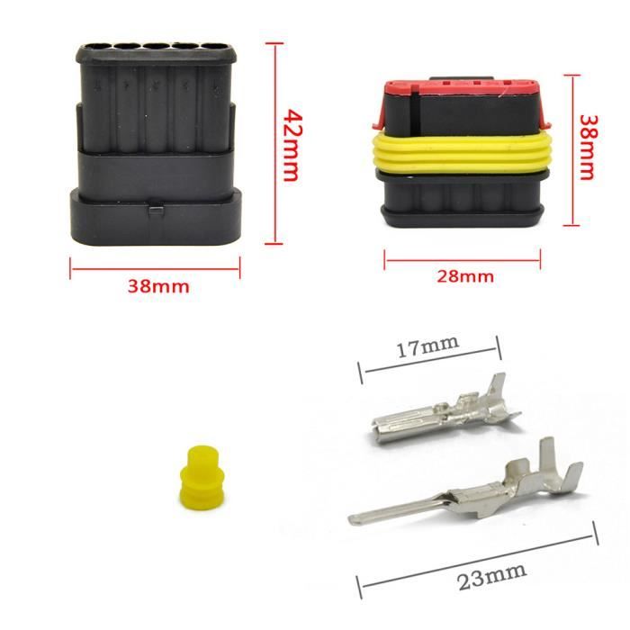 3.28Ft 2 Broche Extension Câble Fil, 2Pcs 22 AWG Imperméable