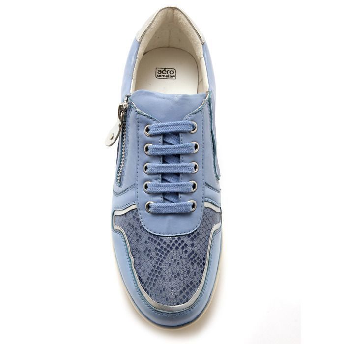 Baskets aérosemelle cuir femme Pédiconfort Bleu Cdiscount Chaussures