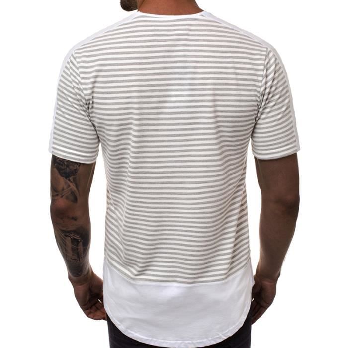 Marine FEMME T-Shirt Rayé À Manches Courtes Et Col Ras Du Cou Coupe