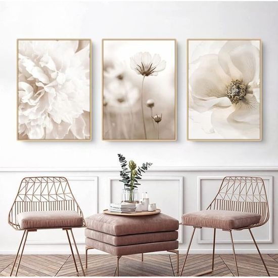 FAVELOT Lot 6 Posters A4 Style Bohème - Tableaux Muraux Beige Rose Dictons Fleurs De Pampa