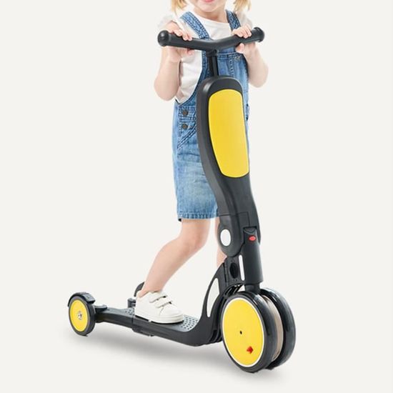Trottinette Enfant 5 En 1 Tricycle Draisienne Velo Poignee Reglable Pour Garcons Et Filles De 1 A 6 Ans Jaune Cdiscount Jeux Jouets