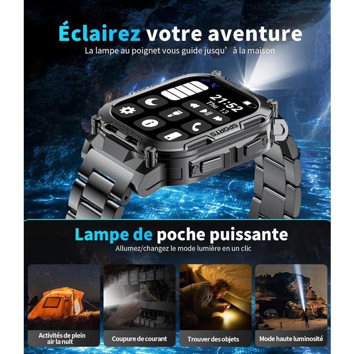 Montre Connectée XTRADITECH Ronde Classique Rigide Boîtier-Bracelet