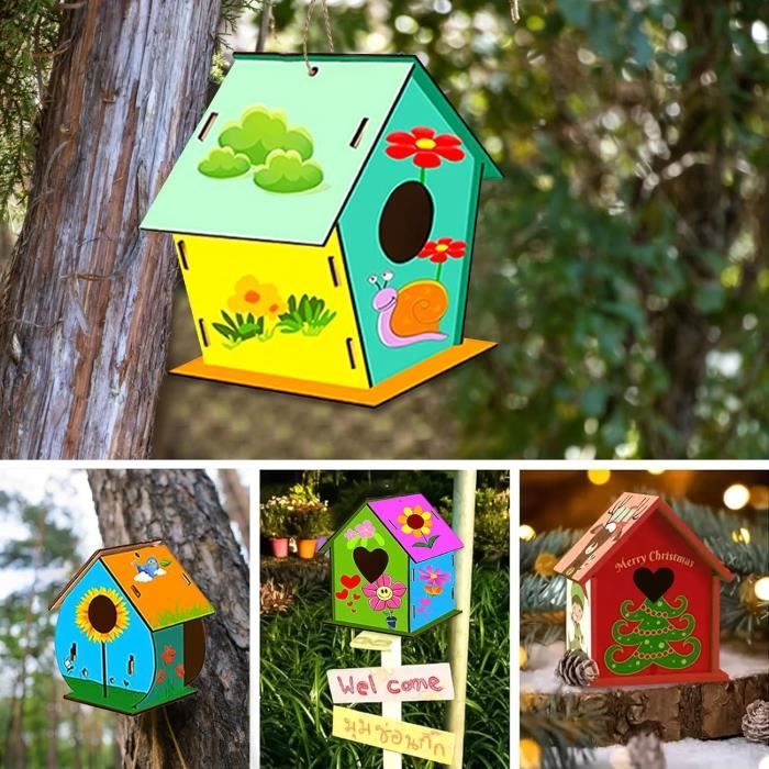 Maison D'oiseau Activite Manuelle Enfant, Maison D'oiseau Bricolage Enfant  avec 3 maison d'oiseau peignez-le vous-même, - Cdiscount Beaux-Arts et  Loisirs créatifs
