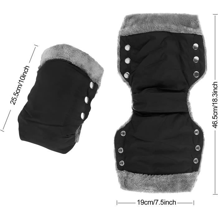 Gants chauffe-mains universels pour poussette : doublés en polaire,  imperméables