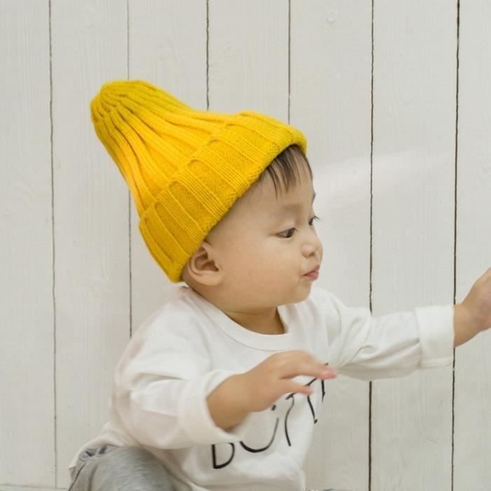 51-55cm 6-10 ans - Noir - Bonnet tricoté pour bébé fille et garçon