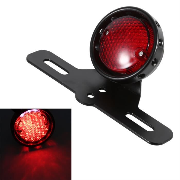 AIVYNA Feu Arrière LED Moto Rouge – Feu Stop Personnalisé Pour Bobber, Chopper, Cafe Racer Honda Yamaha, Style Vintage