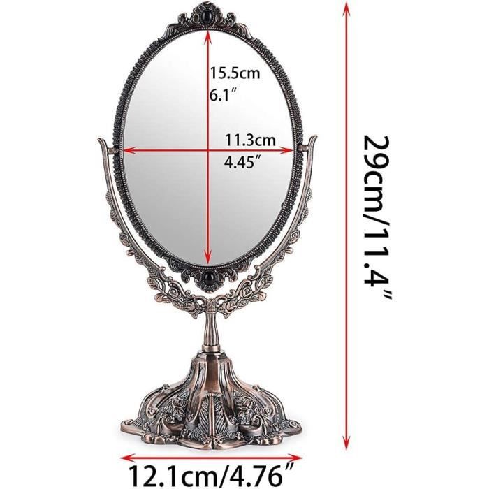 Miroir cosmétique carré sur pied, petit miroir de table rotatif à 360 Miroir cosmétique carré sur pied, petit miroir de table rotatif à 360