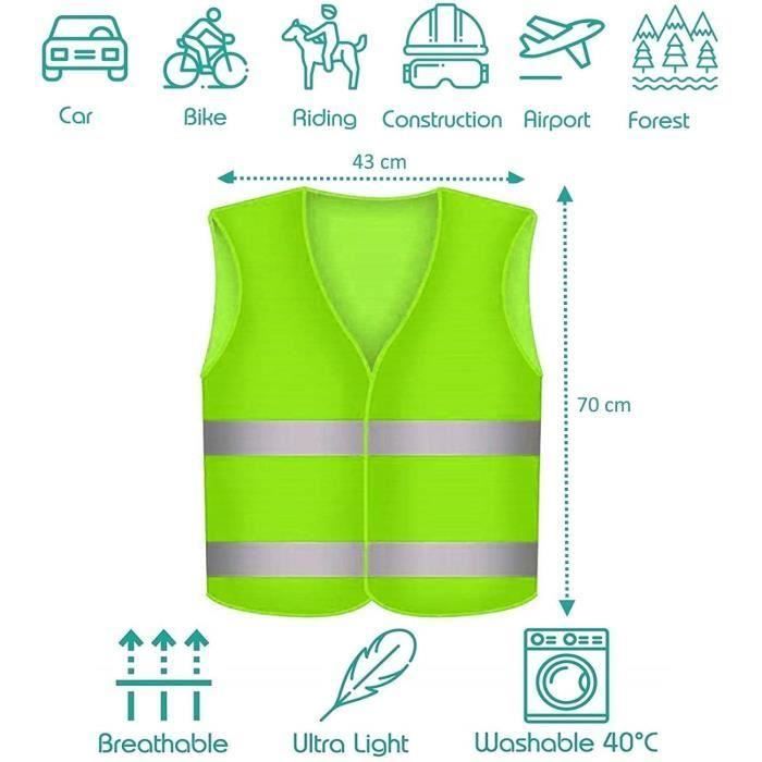 4 Gilets De Sécurité Réfléchissants Jaune - Haute Visibilité 360° - Pour Conducteurs, Travailleurs, Cyclistes