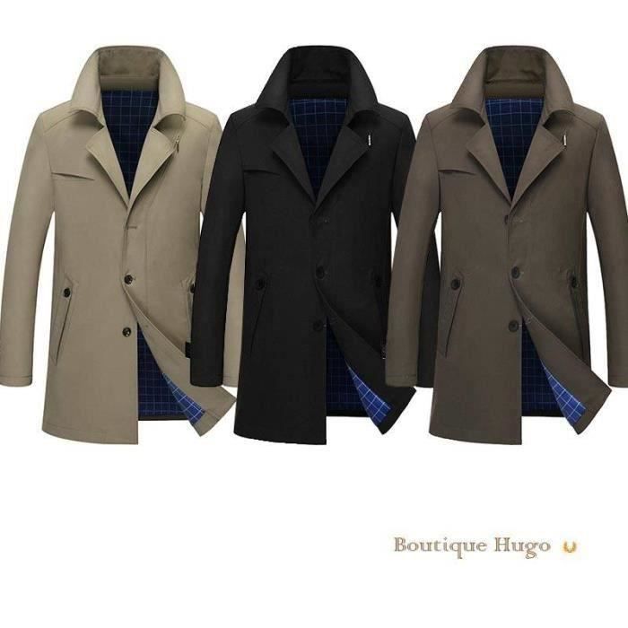 Trench Homme Homme Trench à Manches Longues Parka Veste Classique Manteaux Décontracté Court Trench Coat