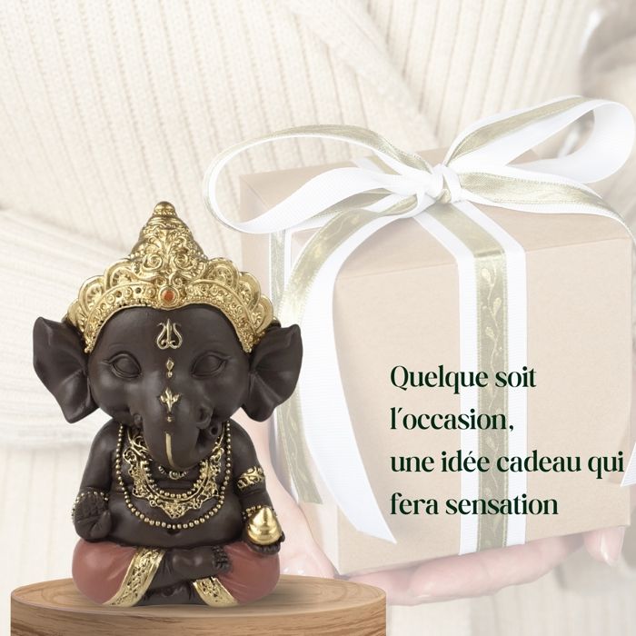 Statue Bouddha Dormant Sur Éléphant Zen’Light H9.5 Cm - Figurine Zen Porte-Bonheur Décoration Méditation