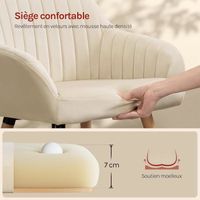 WOLTU Chaise De Salle à Manger En Velours Crème Blanc - Pieds Bois Massif, Confortable Et Élégante