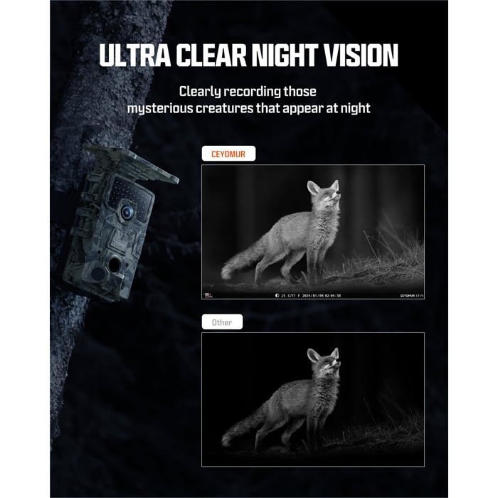 Camera De Chasse Solaire 4K 30Fps, Wifi Bluetooth 46Mp Caméra De Chasse ...