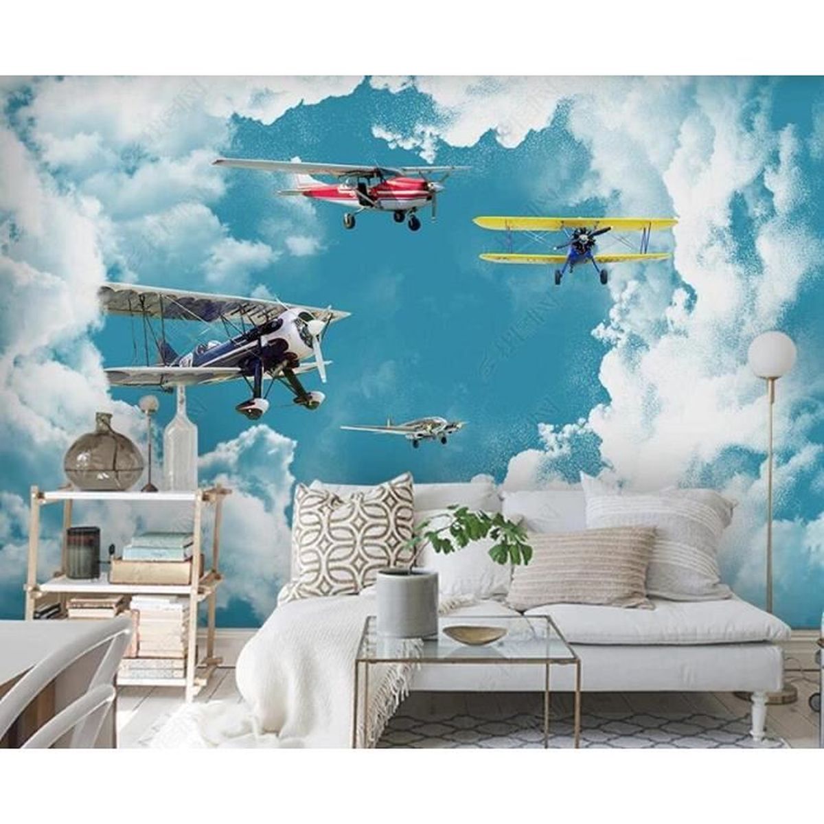 GaxfjRu Tracteur Sous Le Ciel Bleu Et Nuages Blancs Imprimé