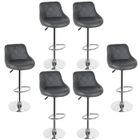 Lot de 6 Tabourets de Bar Gris Réglables en Hauteur et Rotatifs à 360 Degrés - ERROLVES