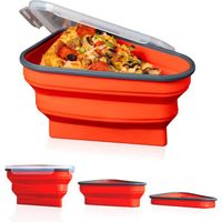 Pizza Pack Box Container with 5 Microwavable Serving Trays-Save Space-BPA Free, Microwave, & Dishwasher Safe Kitchen Tools
