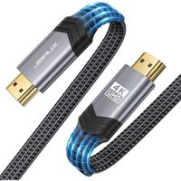 gris  câble plat Ethernet haute vitesse 60Hz, 2m, 18Gbps, compatible HDMI, 3D, 4K HDR 2.0 P 2160P, HDCP 1080
