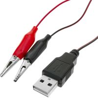 CableMarkt - Câble d'alimentation 5 V USB-A mâle vers pinces crocodiles rouge-noir 2 m