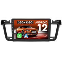 JUNSUN Autoradio Android 12 pour Peugeot 508 (2012-2016) [2Go+32Go] avec 9 Pouces Écran Tactile Carplay Android Auto GPS Wi-FI