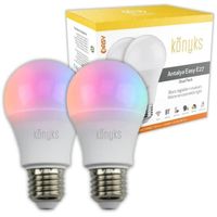 2 Ampoules LED connectées Wi-Fi + BT, Couleurs RGB + Blanc réglable - Konyks Antalya Easy E27 Dual Pack
