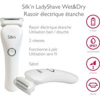 Rasoir électrique étanche Silk'n LadyShave Wet&Dry pour femmes - 2 vitesses - Fonctionne à piles